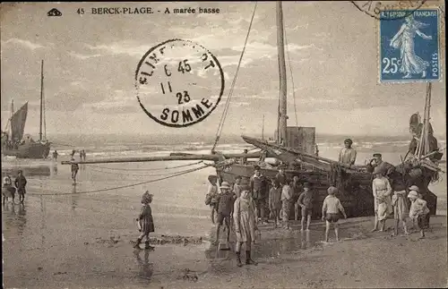 Ak Berck Plage Pas de Calais, A maree basse