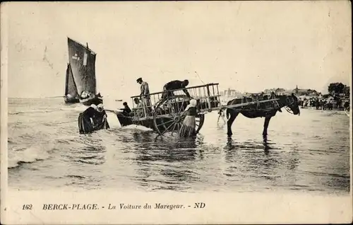 Ak Berck Plage Pas de Calais, Das Auto des Fischhändlers