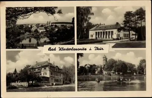 Ak Bad Klosterlausnitz in Thüringen, Gondelteich, Moorbad, Panorama vom Ort