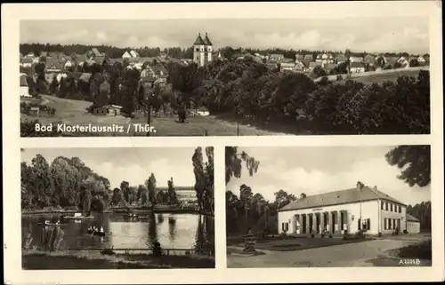 Ak Bad Klosterlausnitz in Thüringen, Gesamtansicht vom Ort, Teich, Moorbad