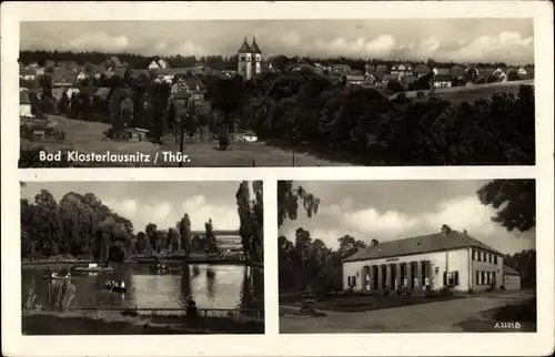 Ak Bad Klosterlausnitz in Thüringen, Gesamtansicht vom Ort, Seepartie, Moorbad