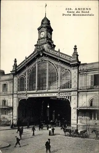 Ak Amiens-Somme, Gare du Nord, Monumentaltor