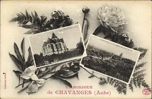 Passepartout Ak Chavanges Aube, Schloss, Gesamtansicht