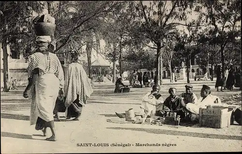 Ak Saint Louis Senegal, Afrikanische Straßenverkäufer