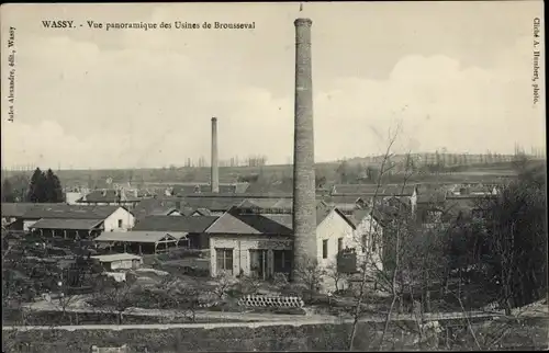 Ak Wassy Haute-Marne, Panoramablick auf die Brousseval-Fabriken