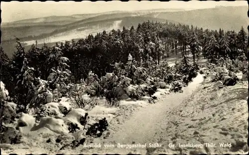 Ak Brotterode in Thüringen, Großer Inselsberg, Ausblick vom Berggasthof Stöhr, Winter