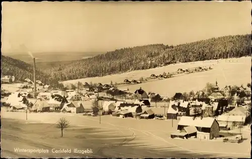 Ak Carlsfeld Eibenstock im Erzgebirge, Panorama vom Ort, Winter