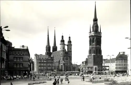 Ak Halle an der Saale, Marktplatz, Kirche, Turm