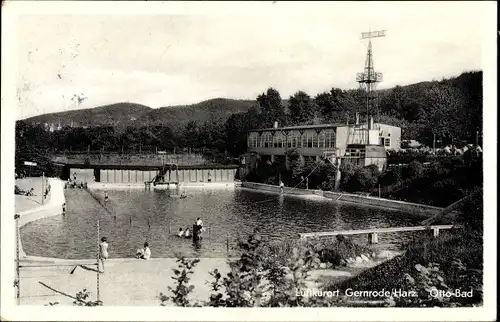 Ak Gernrode Quedlinburg im Harz, Blick ins Otto Bad, Badegäste