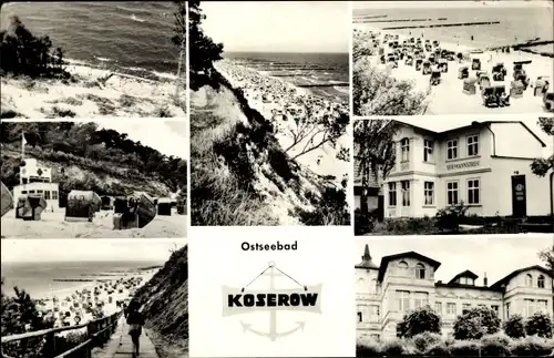 Ak Ostseebad Koserow auf Usedom, Blick zum Strand, Strandkörbe