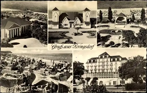 Ak Ostseebad Heringsdorf auf Usedom, verschiedene Ansichten, Strandleben, Promenade