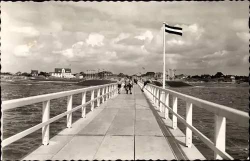 Ak Nordseebad Sankt Peter Ording, Brücke zur Sandbank