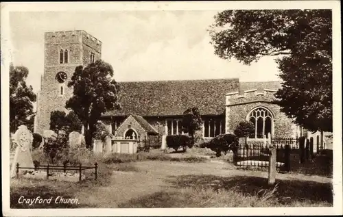 Ak Crayford Kent England, Church, Friedhof