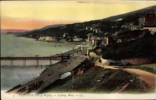 Ak Ventnor Isle of Wight England, Looking West, Dämmerung