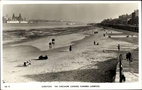 Ak Egremont North West England, The Foreshore Looking Towards Liverpool