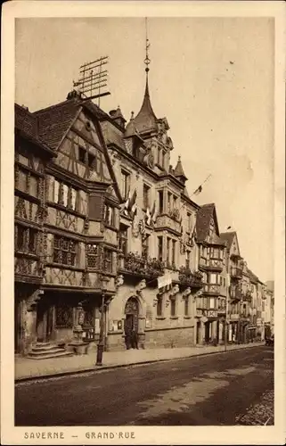 Ak Saverne Saverne Alsace Bas Rhin, Grand Rue