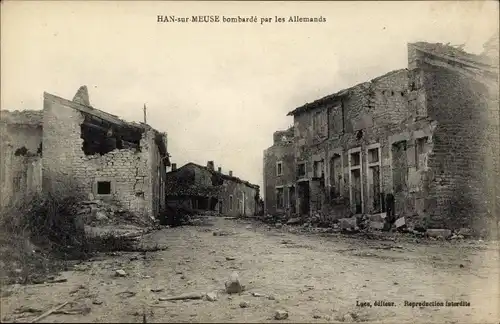 Ak Han sur Meuse Ardennes, Kriegszerstörungen, I WK