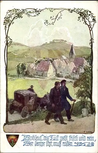 Künstler Ak Wohlauf die Luft geht frisch und rein, Deutscher Schulverein 916