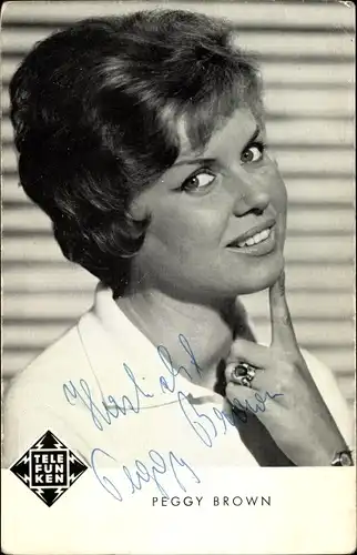 Ak Sängerin Peggy Brown, Portrait, Autogramm, Telefunken-Schallplatten