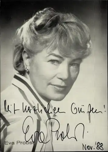 Ak Schauspielerin Eva Probst, Portrait, Autogramm