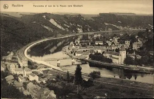 Ak Hastière Namur, Panorama und Blick auf die Maas in Richtung Waulsort