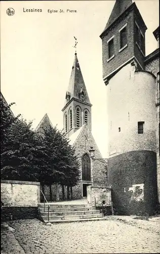 Postkarte Lessines Wallonie Hennegau, Kirche St. Pierre