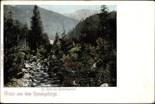 Ak Sankt Petr Spindleruv Mlýn Spindlermühle Riesengebirge, Am Klausengrund