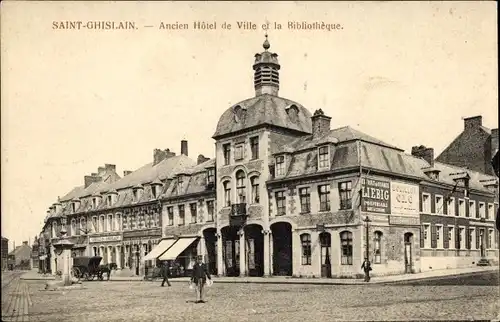 Ak Saint Ghislain Wallonien Hennegau, Altes Rathaus, die Bibliothek