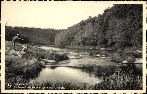 CPA Sainte Cécile sur Semois Wallonien Luxemburg, La Semois pres de la Filature vers Conques