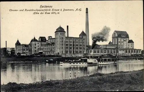 Ak Heidenau in Sachsen, Chromo- und Kunstdruckpapierfabrik Krause & Baumann AG, Salondampfer