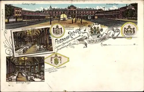Litho Kassel in Hessen, Bahnhofswirtschaft, Hauptbahnhof, Gleisseite