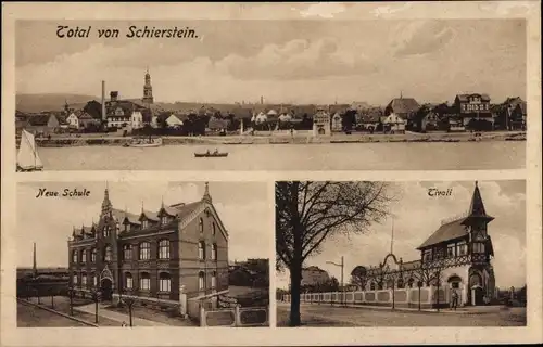 Ak Schierstein Wiesbaden in Hessen, Neue Schule, Tivoli, Panorama