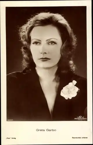 Ak Schauspielerin Greta Garbo, Portrait