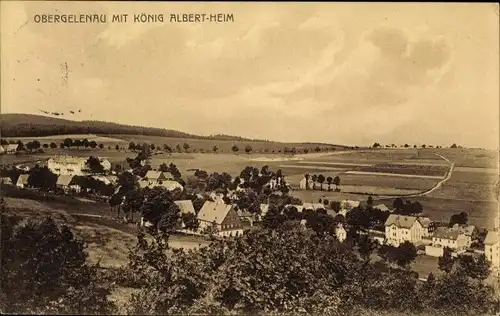 Ak Obergelenau Gelenau im Erzgebirge, Ortsansicht mit König Albert Heim