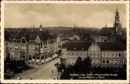 Ak Zwickau in Sachsen, Innere Plauensche Straße, Hauptzollamt, Dom