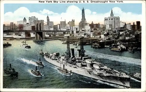 Ak New York City, US Amerikanisches Kriegsschiff, USS New York