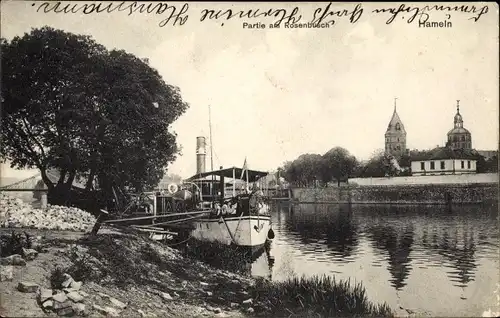 Ak Hameln an der Weser Niedersachsen, Partie am Rosenbusch