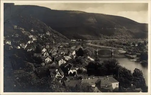 Ak Ziegelhausen Heidelberg am Neckar, Totalansicht, Brücke