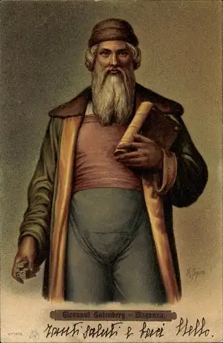 Künstler Litho Spiro, H., Johannes Gutenberg Portrait