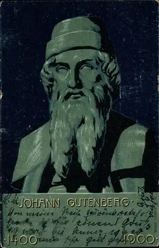 Litho Johann Gutenberg, Plastik, Jubiläum 1400-1900