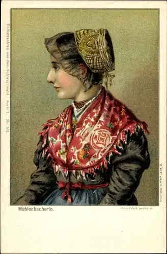 Ak Mühlenbacherin, Frau in Schwarzwälder Tracht, Portrait