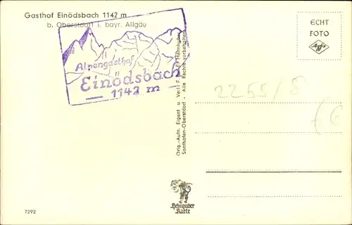 Ak Einödsbach Oberstdorf im Oberallgäu, Gasthof Einödsbach, Außenansicht, Berglandschaft