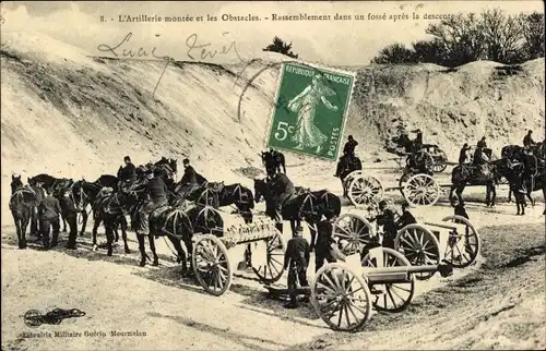 Ak Französische Armee, Pferde ziehen Geschütze, Artillerie