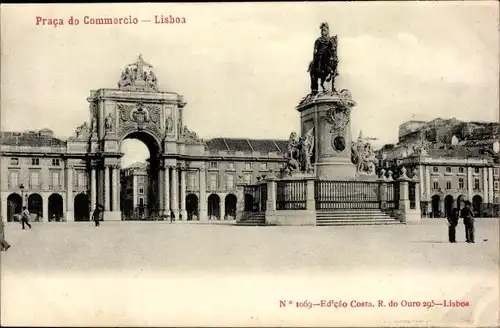 Ak Lissabon Portugal Praca do Commercio, Reiterdenkmal