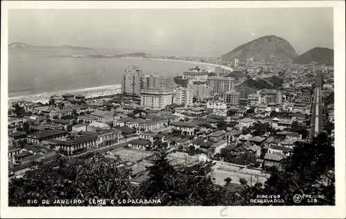 Ak Copacabana Rio de Janeiro Brasilien, Leme, Panorama