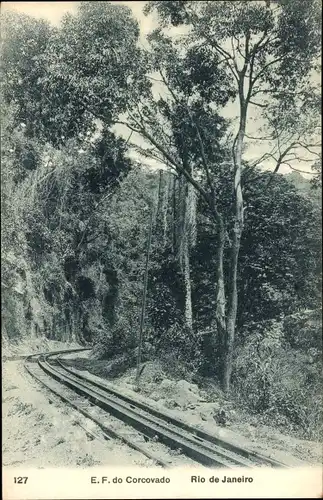 Ak Rio de Janeiro Brasilien, E. F. Corcovado, Zahnradbahn