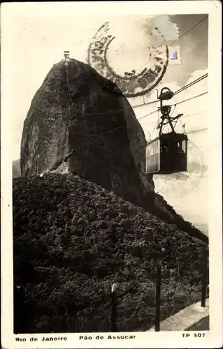 Ak Rio de Janeiro Brasilien, Pao de Assucar, Seilbahn