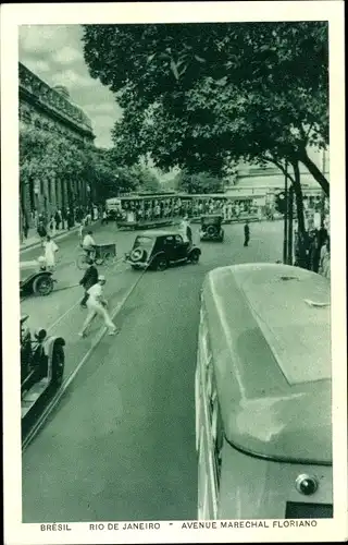 Ak Rio de Janeiro Brasilien, Avenue Marechal Floriano, Straßenbahn