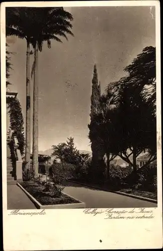 Ak Florianópolis Brasilien, Collegio Coracao de Jesus, Jardim na intrada