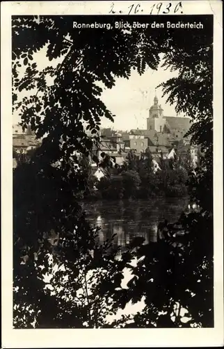 Ak Ronneburg in Thüringen, Blick über den Baderteich